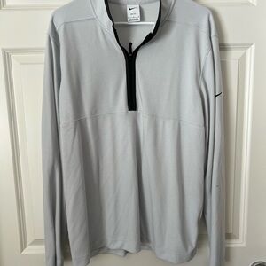 Nike Grayish-White Dri-FIT Pullover with Black Swoosh
